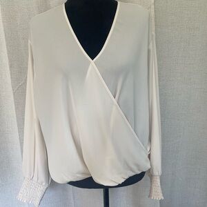 Express Cream V-Neck Wrap Blouse